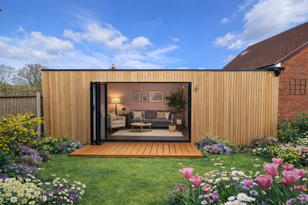 How a garden office could look in a new build garden